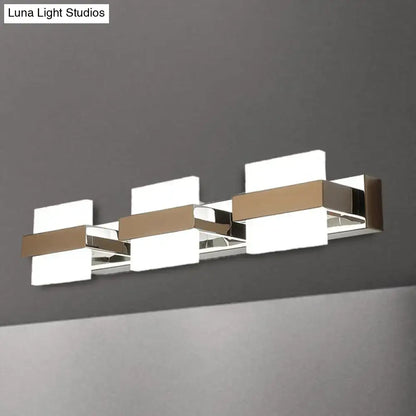 Modern chrome 3 panel acrylic vanity wall light bathroom fixture