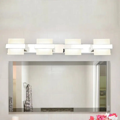 Modern chrome 3 panel acrylic vanity wall light bathroom fixture