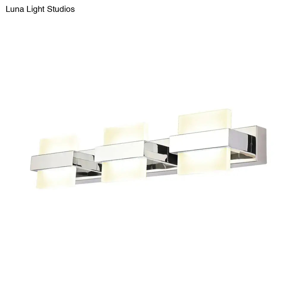 Modern chrome 3 panel acrylic vanity wall light bathroom fixture