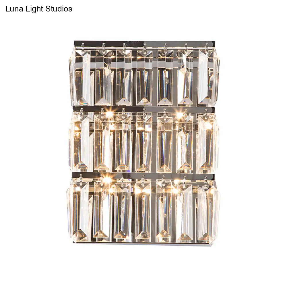 DecorBites™ Modern Chrome 4-Light Clear Crystal Wall Lamp - Elegant Rectangle Wall Lighting Fixture