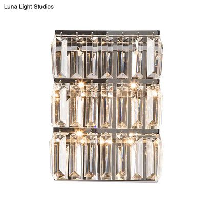 DecorBites™ Modern Chrome 4-Light Clear Crystal Wall Lamp - Elegant Rectangle Wall Lighting Fixture