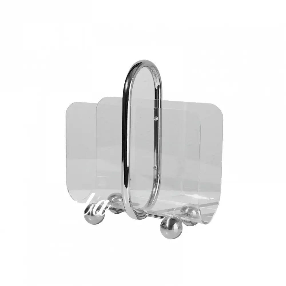 Modern chrome and acrylic desktop bookshelf organizer for home office