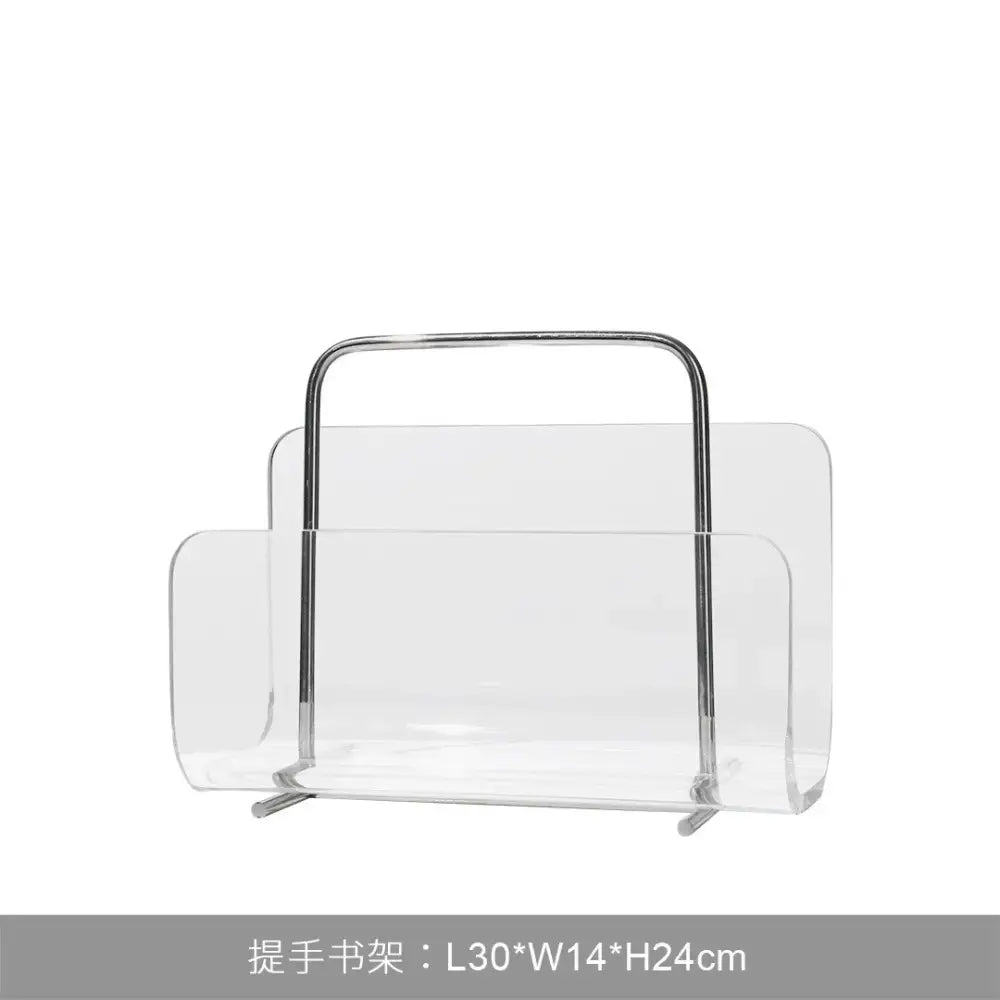 Modern chrome and acrylic desktop bookshelf organizer for home office