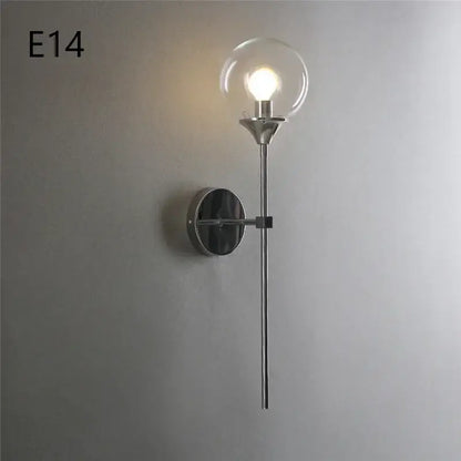 Modern chrome and amber glass ball wall lamps living room lighting