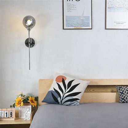 Modern chrome and amber glass ball wall lamps living room lighting