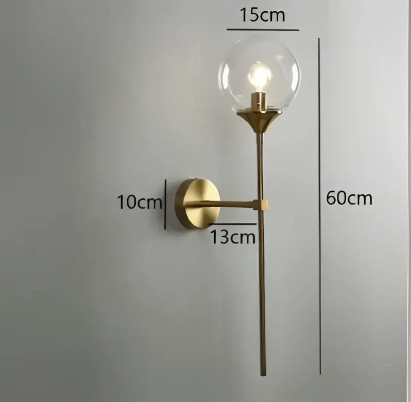 Modern chrome and amber glass ball wall lamps living room lighting