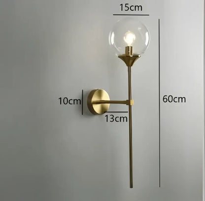 Modern chrome and amber glass ball wall lamps living room lighting