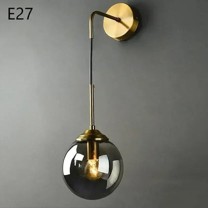 Modern chrome and amber glass ball wall lamps living room lighting