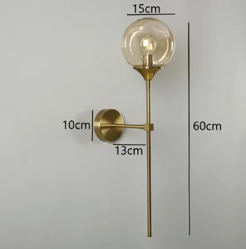Modern chrome and amber glass ball wall lamps living room lighting