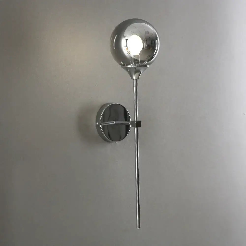 Modern chrome and amber glass ball wall lamps living room lighting