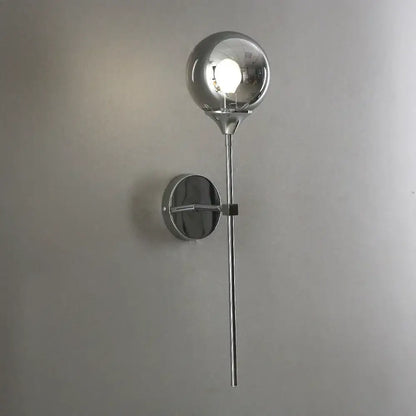 Modern chrome and amber glass ball wall lamps living room lighting
