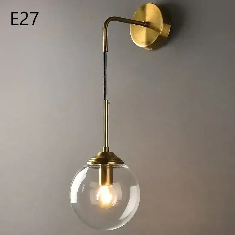 Modern chrome and amber glass ball wall lamps living room lighting