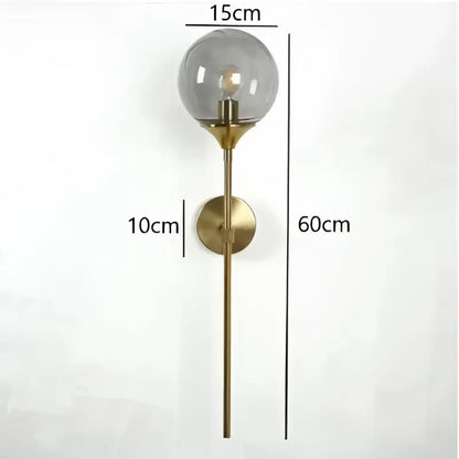 Modern chrome and amber glass ball wall lamps living room lighting