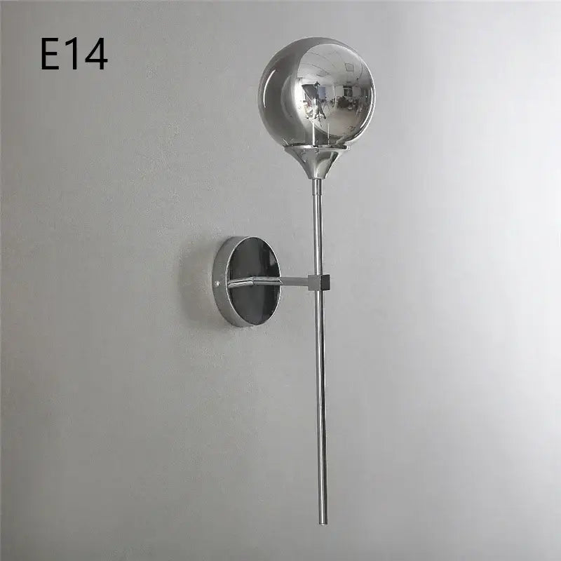 Modern chrome and amber glass ball wall lamps living room lighting
