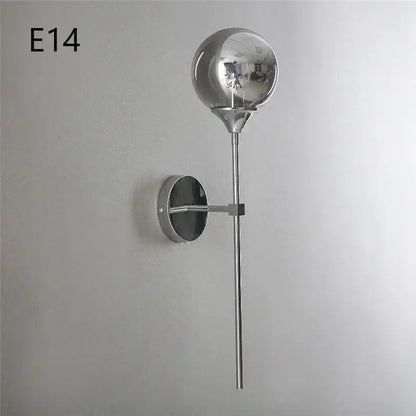 Modern chrome and amber glass ball wall lamps living room lighting