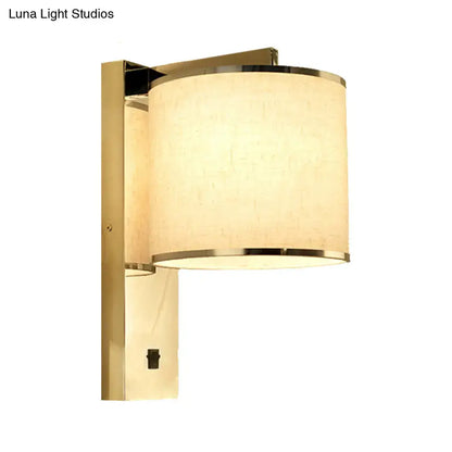 Modern chrome and beige fabric led wall sconce living room light