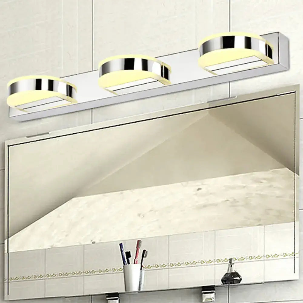 Modern chrome and black geometric led wall light for bathroom nickel finish