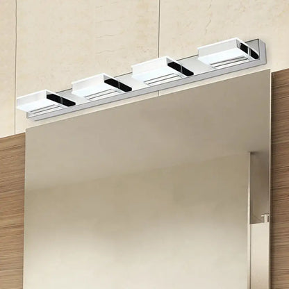 Modern chrome and black geometric led wall light for bathroom nickel finish