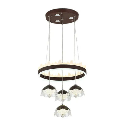 Modern chrome and black led dining table chandelier with glass shades