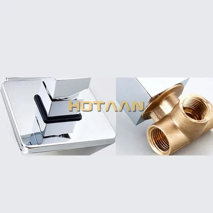 Modern chrome and black square shower mixer valve bathroom faucet