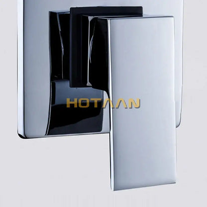 Modern chrome and black square shower mixer valve bathroom faucet