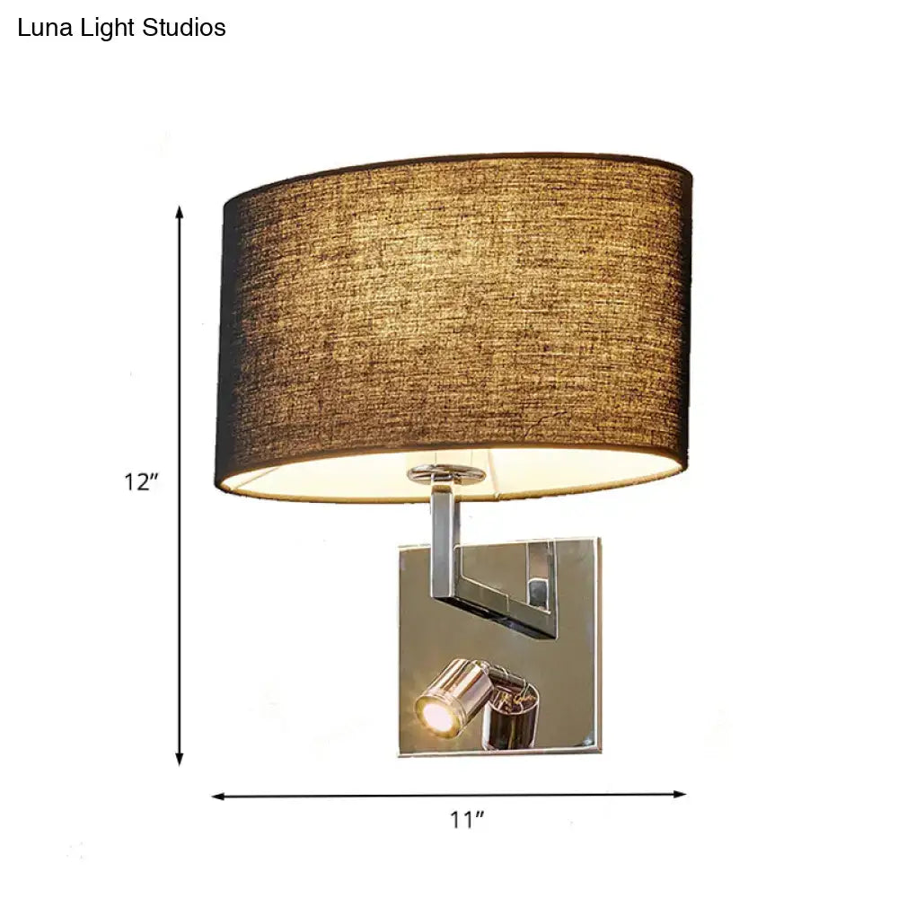 Modern chrome and brown fabric wall sconce with adjustable spotlight bedroom metal fixture