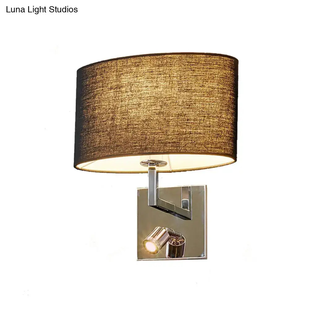 Modern chrome and brown fabric wall sconce with adjustable spotlight bedroom metal fixture