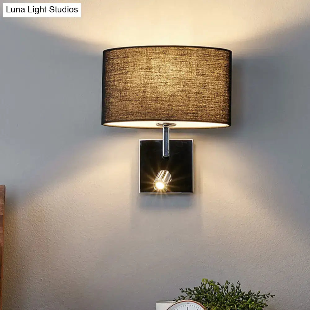 Modern chrome and brown fabric wall sconce with adjustable spotlight bedroom metal fixture