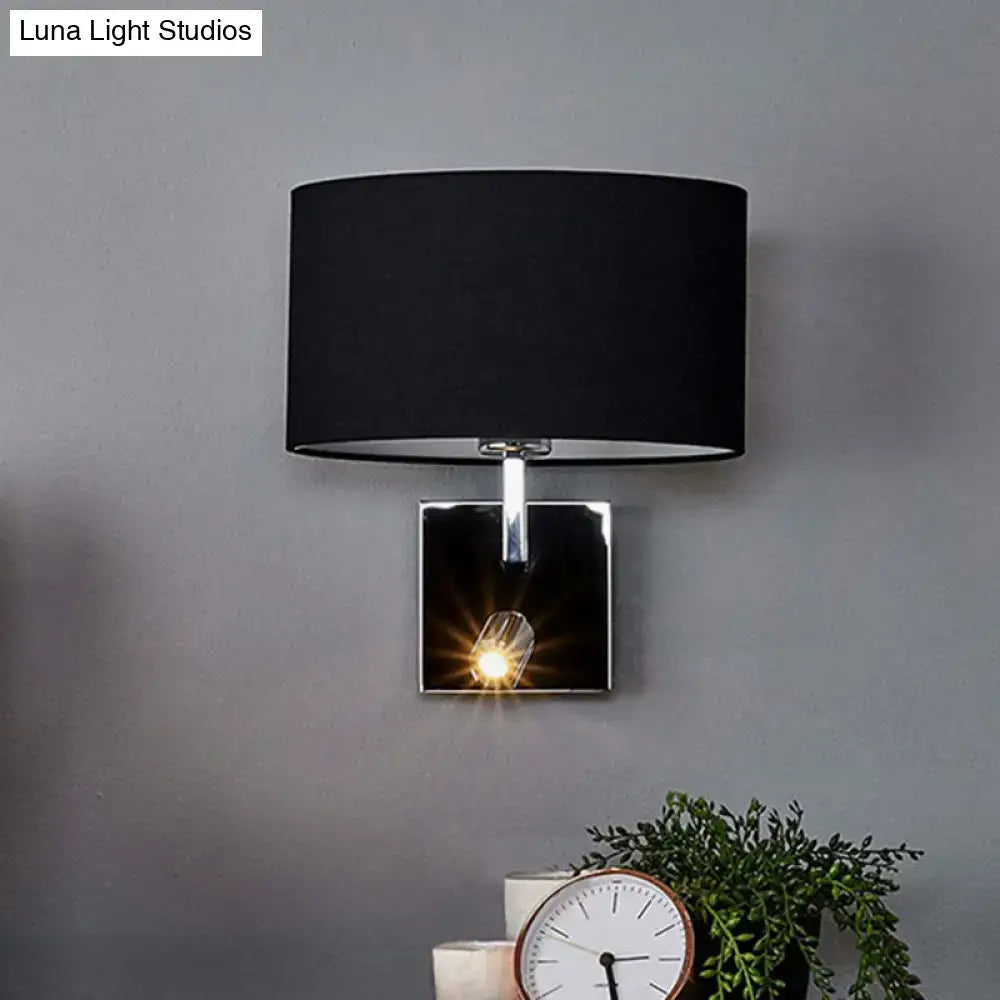 Modern chrome and brown fabric wall sconce with adjustable spotlight bedroom metal fixture
