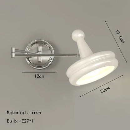 Modern chrome and ceramic iron wall light bedroom adjustable lamp