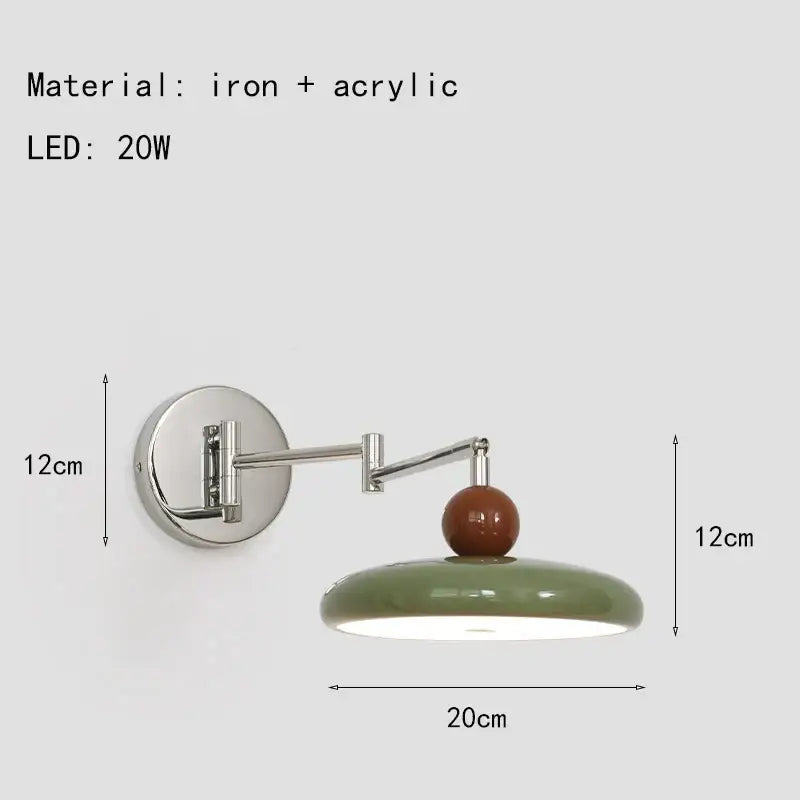 Modern chrome and ceramic iron wall light bedroom adjustable lamp