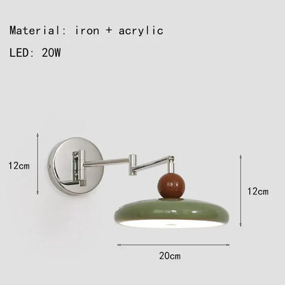 Modern chrome and ceramic iron wall light bedroom adjustable lamp