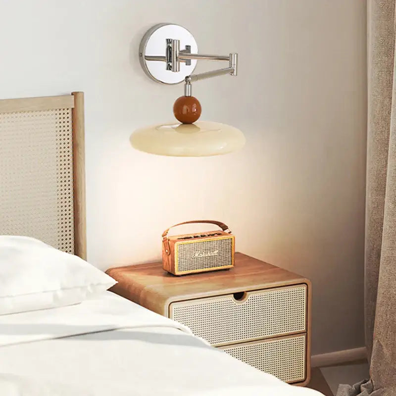 Modern chrome and ceramic iron wall light bedroom adjustable lamp