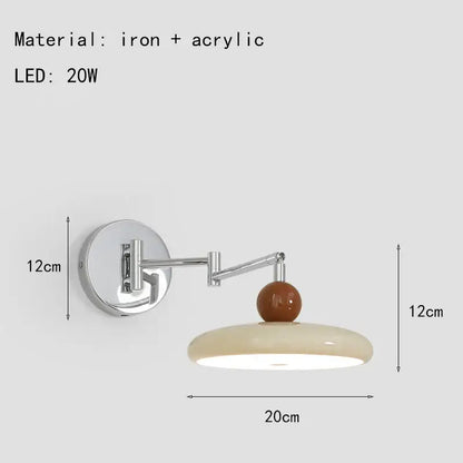Modern chrome and ceramic iron wall light bedroom adjustable lamp