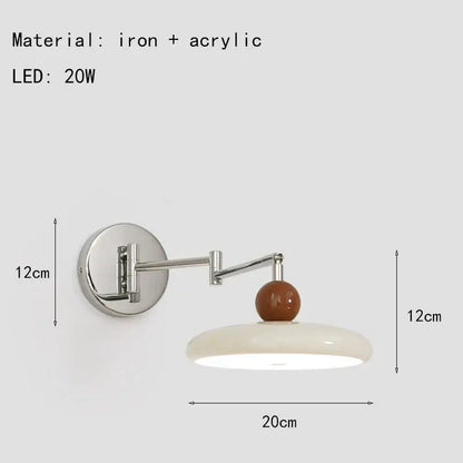 Modern chrome and ceramic iron wall light bedroom adjustable lamp