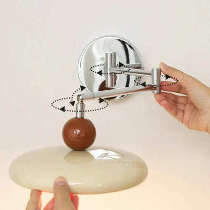 Modern chrome and ceramic iron wall light bedroom adjustable lamp
