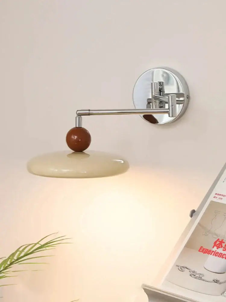 Modern chrome and ceramic iron wall light bedroom adjustable lamp