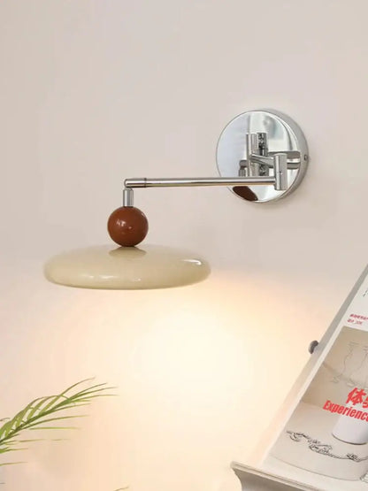 Modern chrome and ceramic iron wall light bedroom adjustable lamp