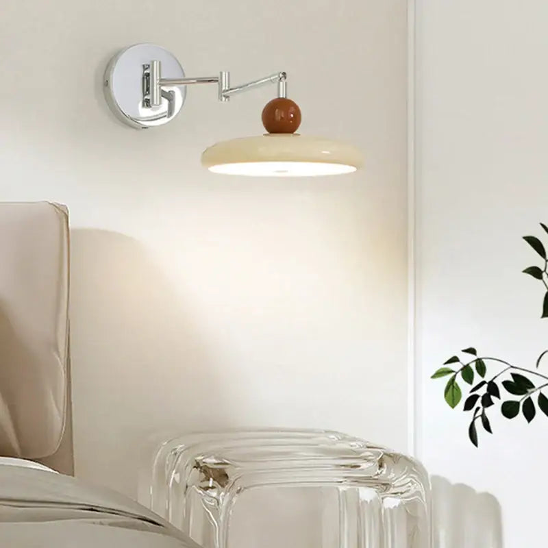 Modern chrome and ceramic iron wall light bedroom adjustable lamp
