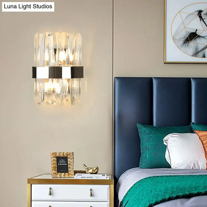 Modern chrome and clear crystal wall lamp bedroom sconce