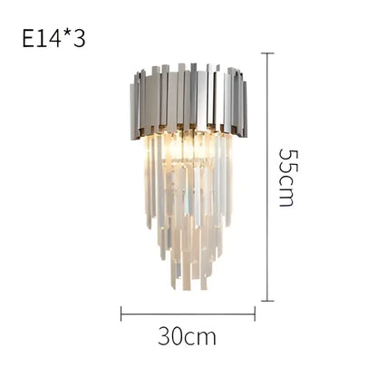 Modern chrome and gold crystal clear led wall sconce bedroom