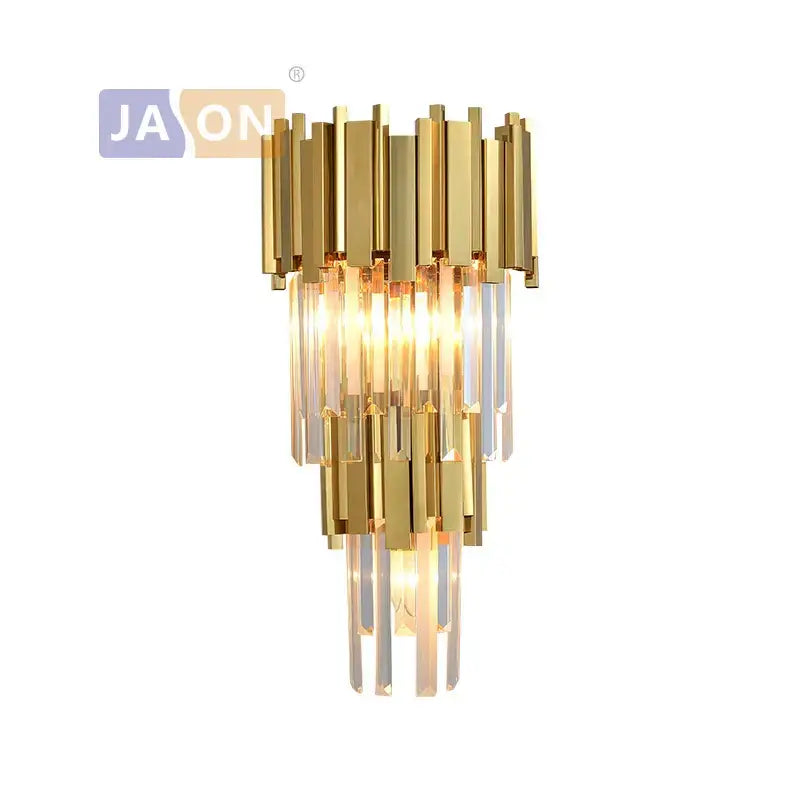 Modern chrome and gold crystal clear led wall sconce bedroom