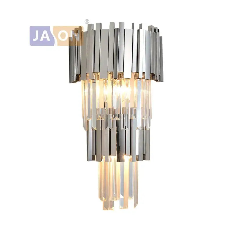 Modern chrome and gold crystal clear led wall sconce bedroom
