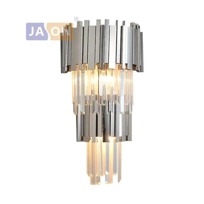 Modern chrome and gold crystal clear led wall sconce bedroom