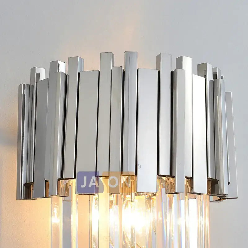 Modern chrome and gold crystal clear led wall sconce bedroom