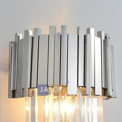 Modern chrome and gold crystal clear led wall sconce bedroom