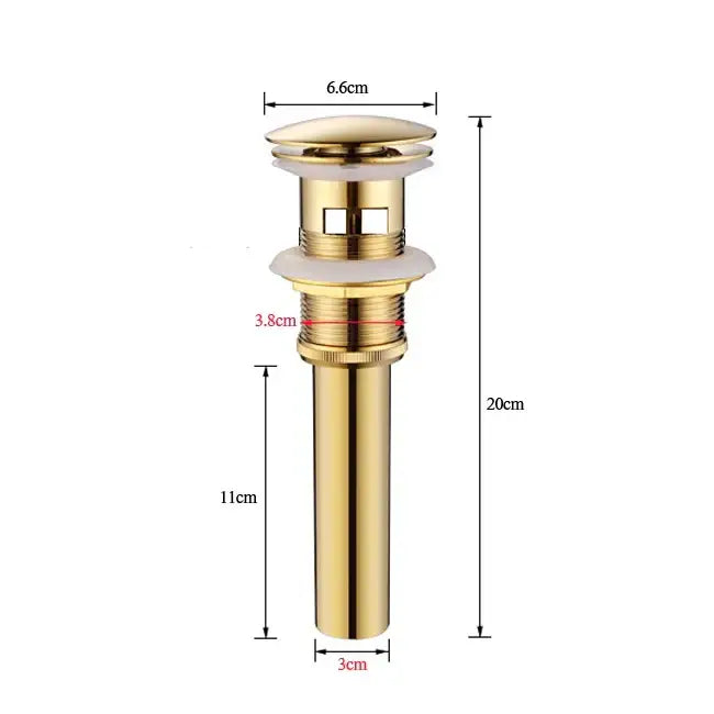 Modern chrome and gold pop up drain bathroom sink stopper