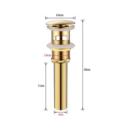 Modern chrome and gold pop up drain bathroom sink stopper
