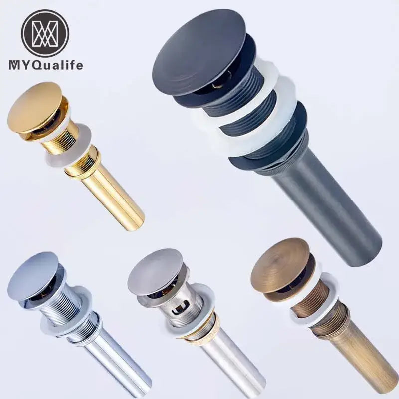 Modern chrome and gold pop up drain bathroom sink stopper