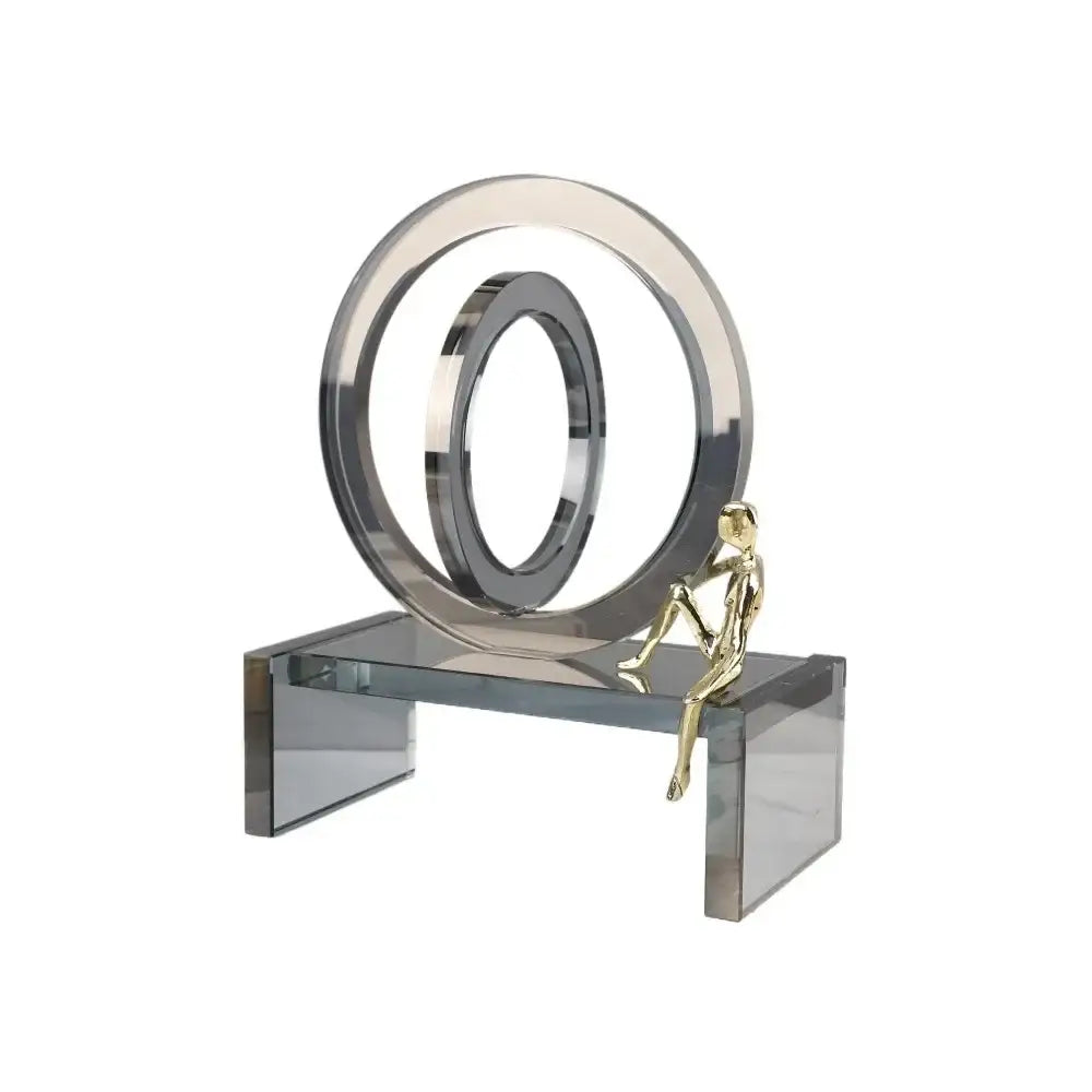 Modern chrome and golden man geometric crystal rings living room decor